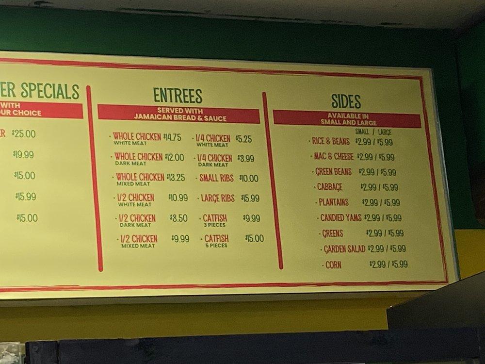 Menu at Lickle Jamaica restaurant, Maywood