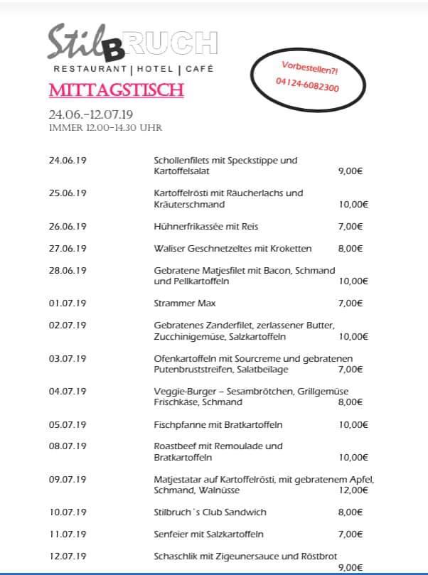 Speisekarte von Restaurant & Hotel Stilbruch Glückstadt, Glückstadt