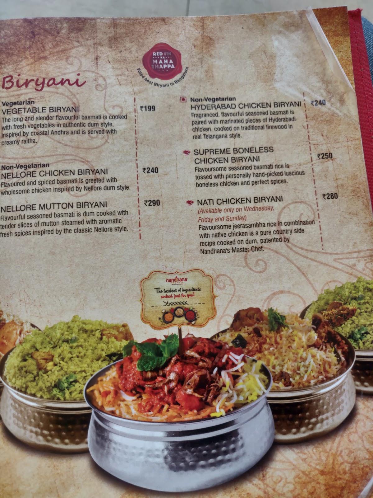 Menu at Nandhana Palace Andhra Style Restaurant Bommasandra, Bengaluru