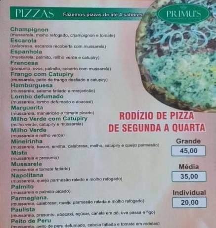 Pizzaria Primos cardápio