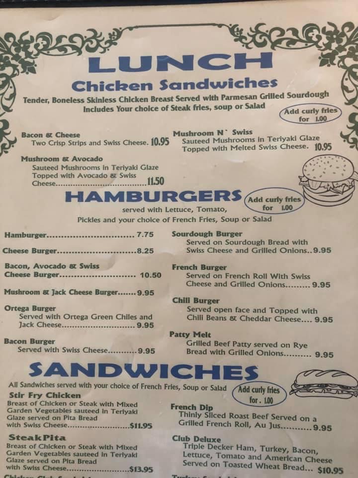 Menu at Waffle Cafe, Manteca