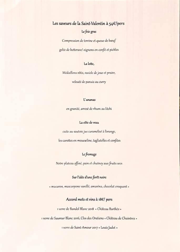 Menu at Auberge De L'Abbaye D'Hambye restaurant, Hambye