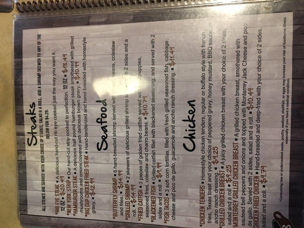 Menu at Big Cup Eatery restaurant, Glen Rose, 226 SW Big Bend Trail