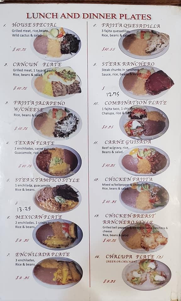 Menu at Cancun Mexican Restaurant, Jourdanton, Jiffy Blvd