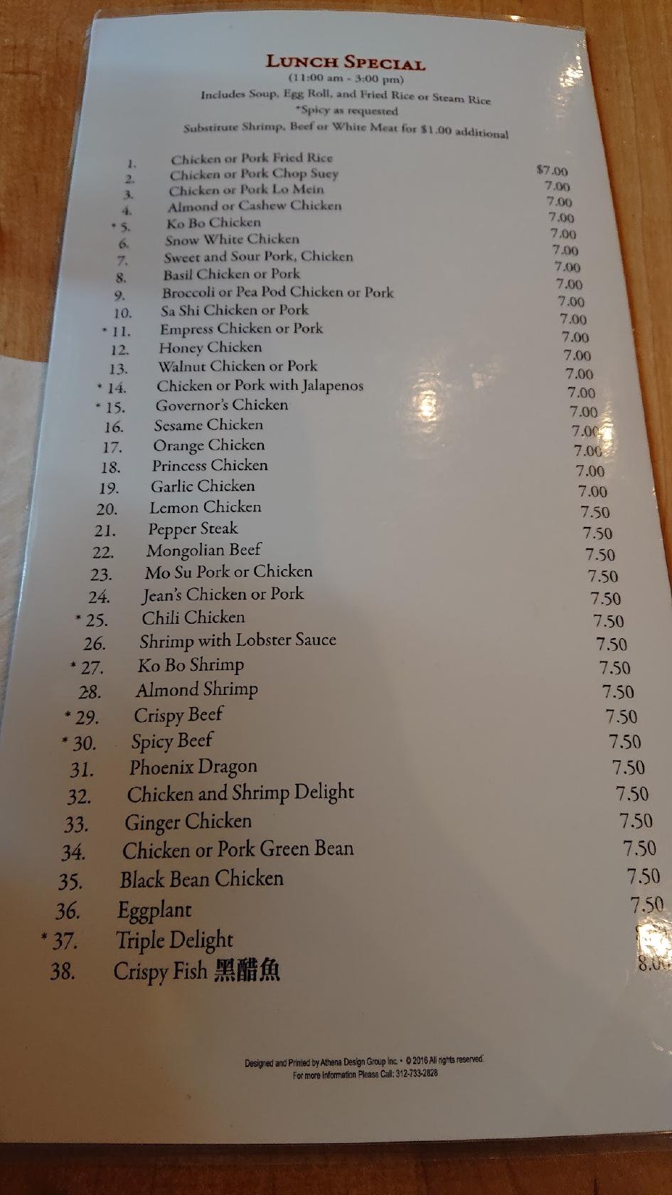 Menu At Jw Chens Restaurant South Bend