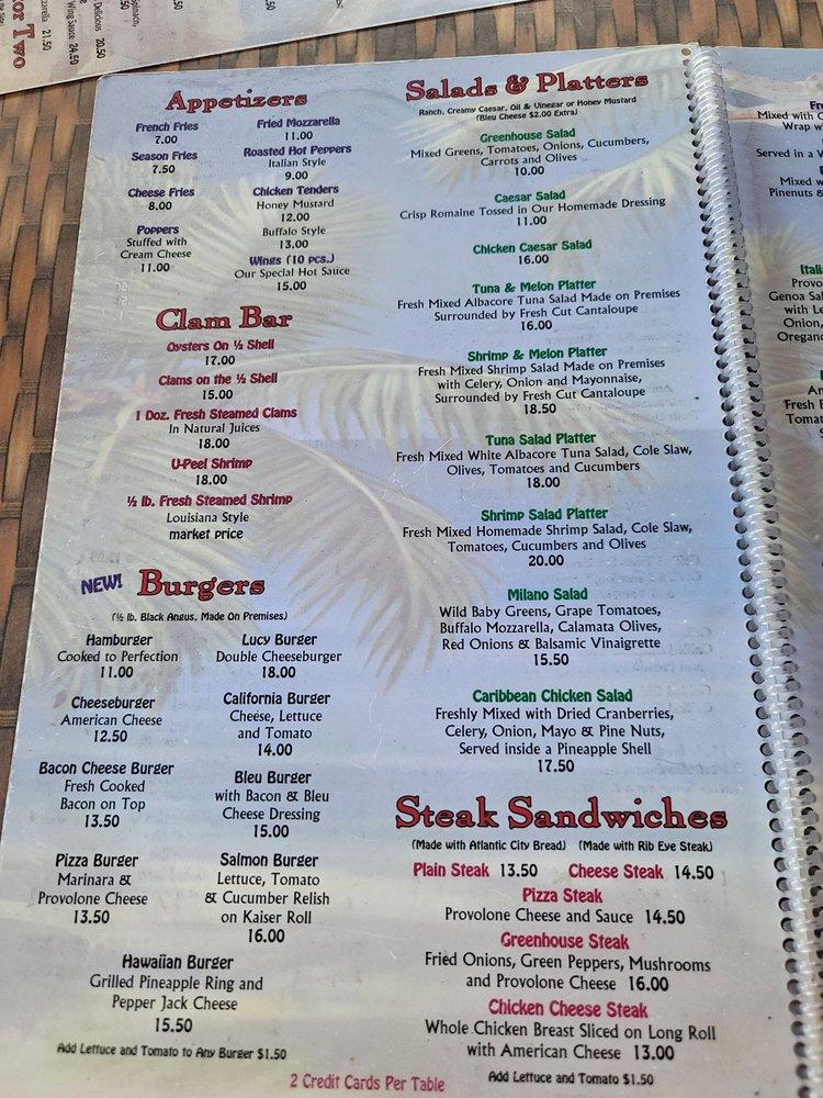 Menu at Ventura's Greenhouse Restaurant, Margate City