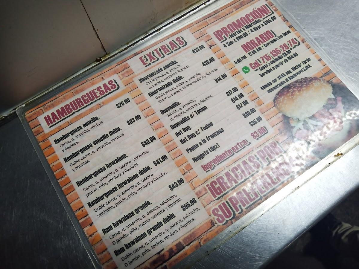 Menu at Hamburguesas El Peloncito restaurant, Zitácuaro
