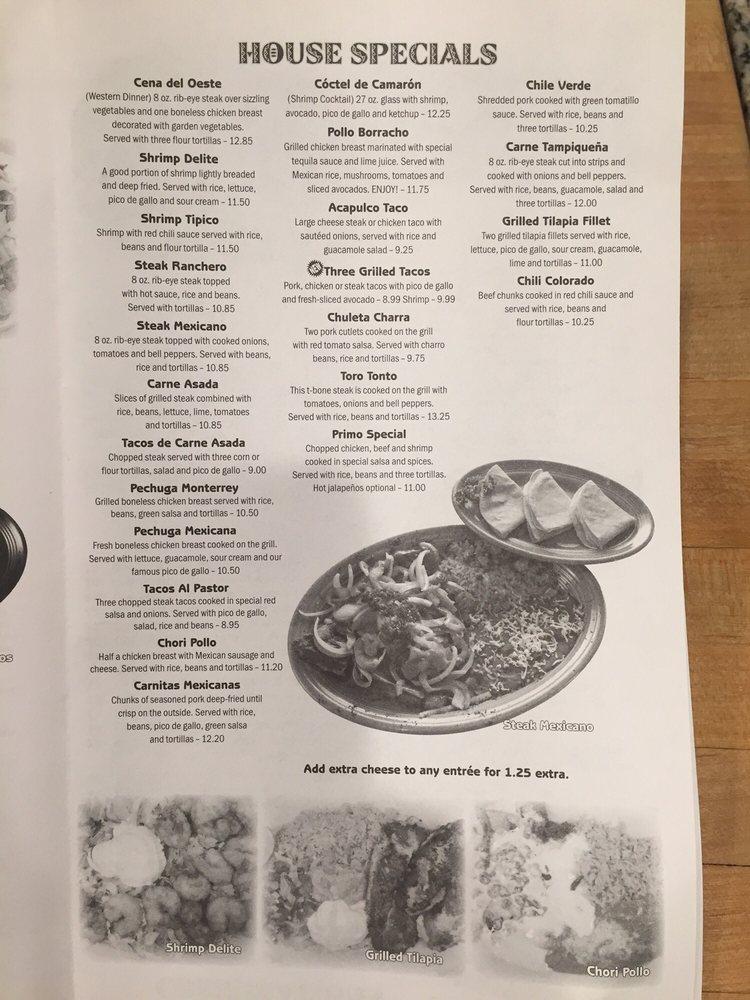 Menu at La Pinata restaurant, Meridian