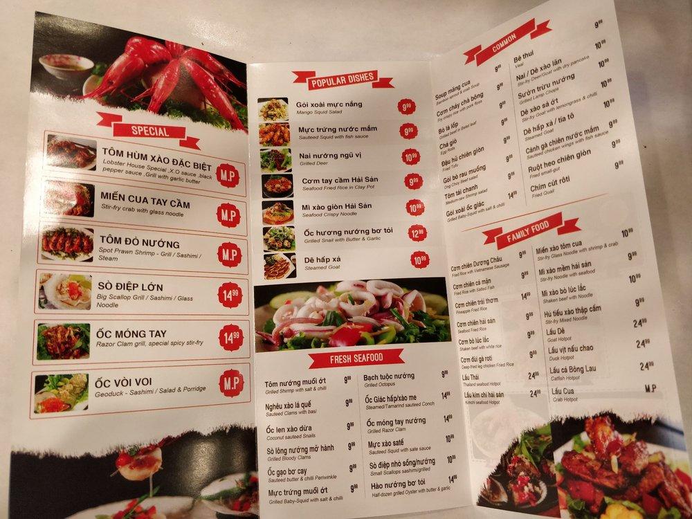 Menu at Tràm Chim Live King Crab restaurant, Westminster, Beach Blvd A