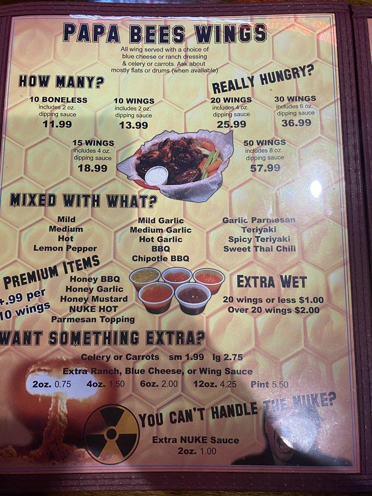 Menu at Papa Bees restaurant, Longwood, 480 S Ronald Reagan Blvd