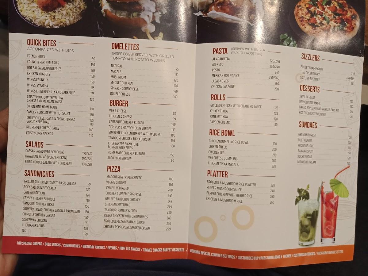 Chef Bakers menu