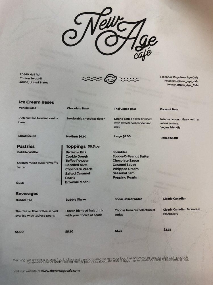 Menu at New Age Noodles restaurant, Mount Clemens