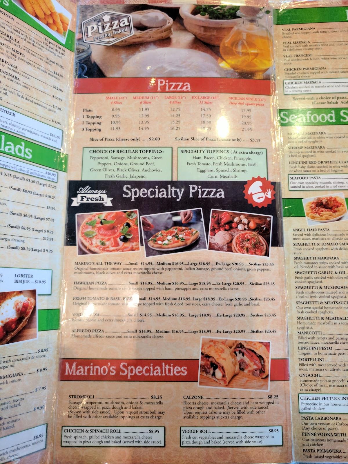 Menu at Marino's Pizza Pasta pub & bar, Kendall West