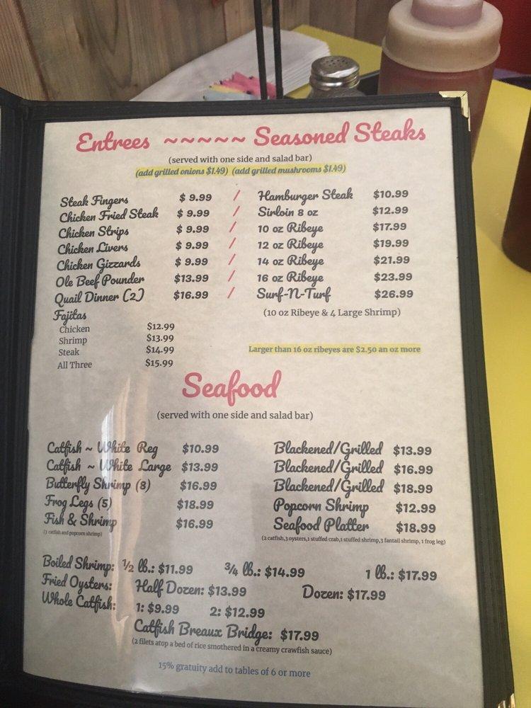 Menu at Honey’s Restaurant, Mangham