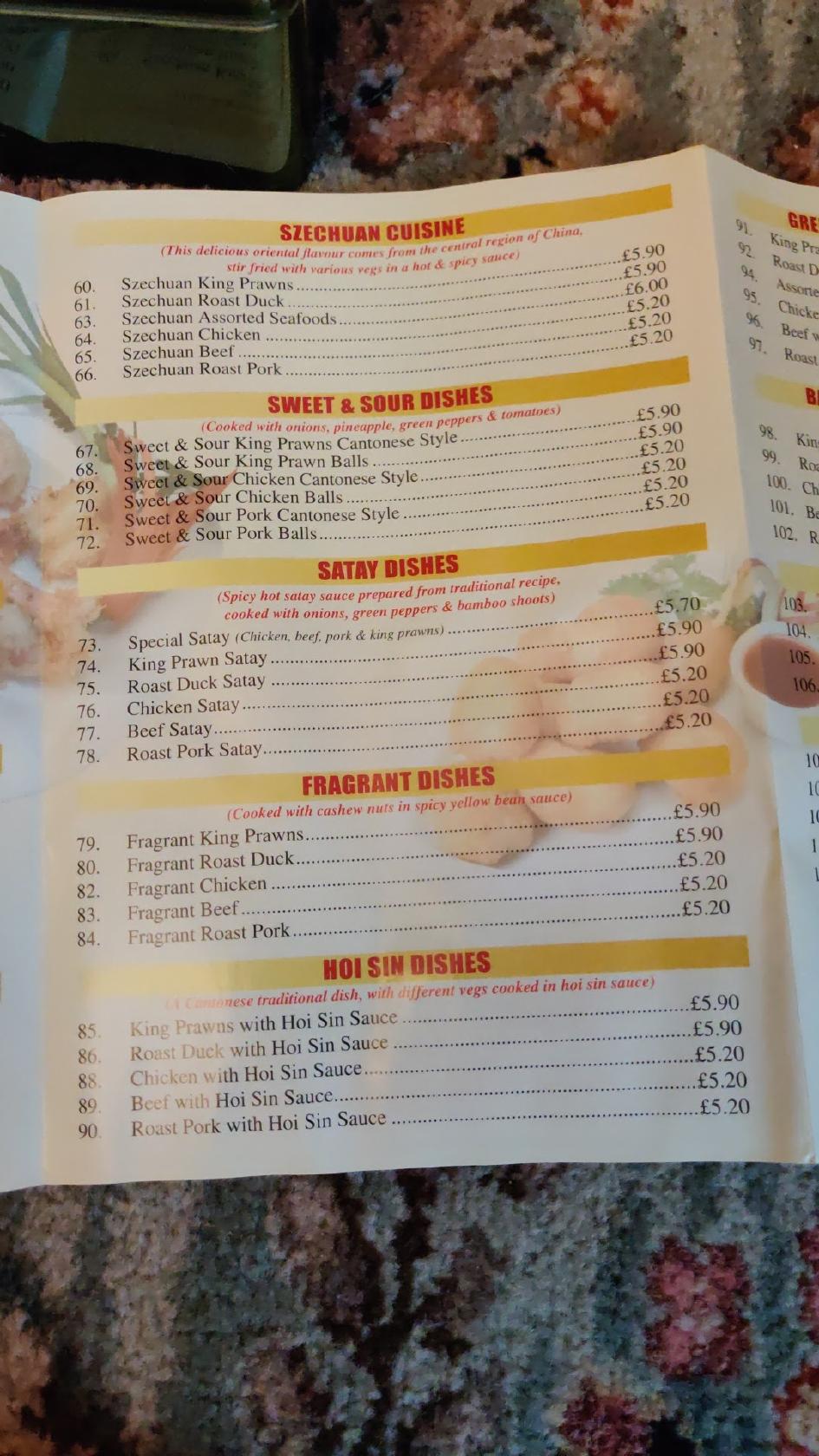 Menu at China Delight fast food, Sheffield