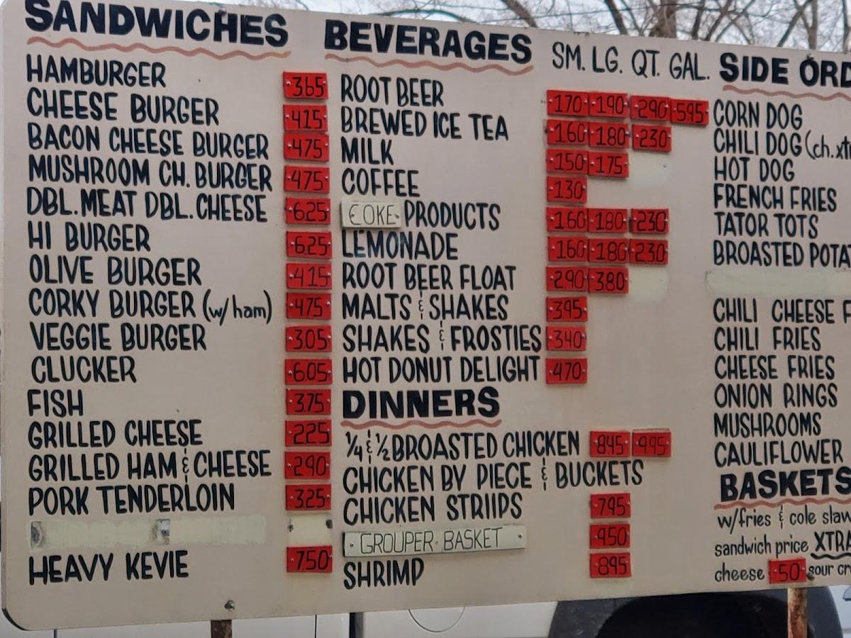 Menu at Corky's DriveIn Restaurant, Allegan
