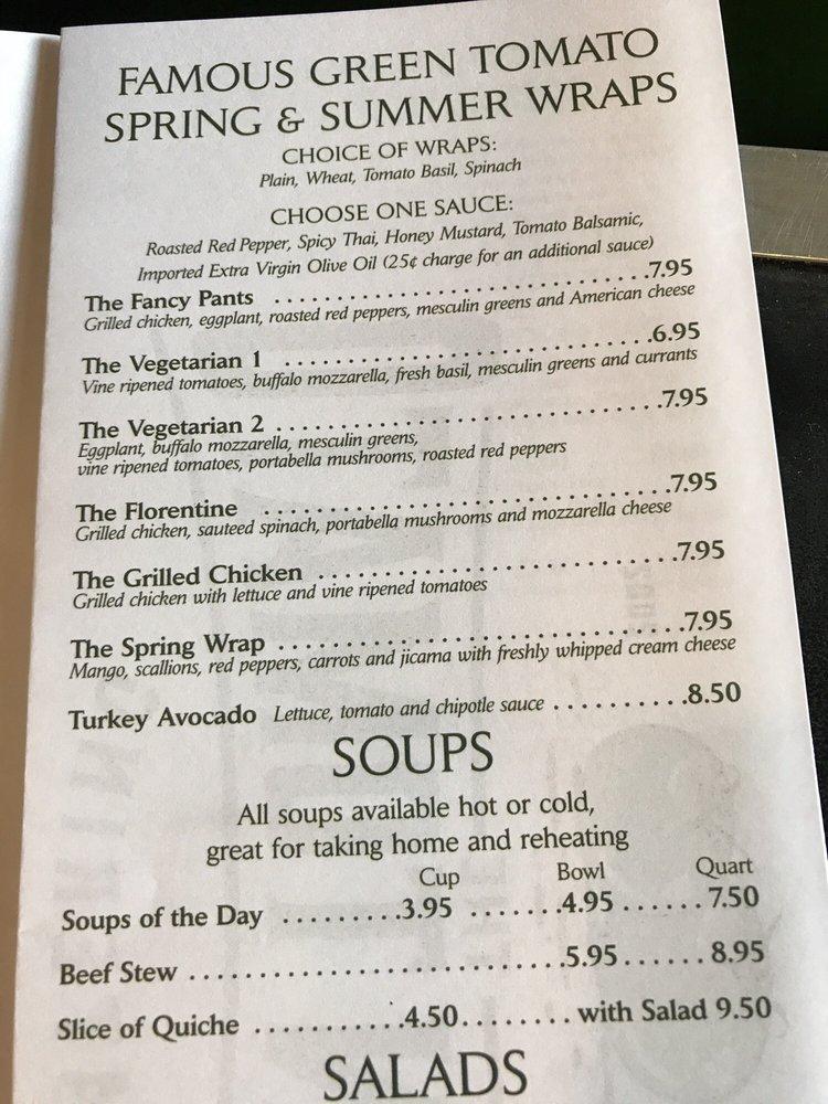 Menu at The Green Tomato restaurant, Reading