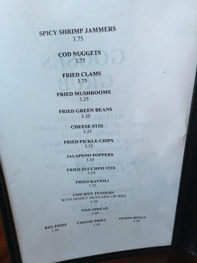 Menu at Goose's Sports Bar, Largo