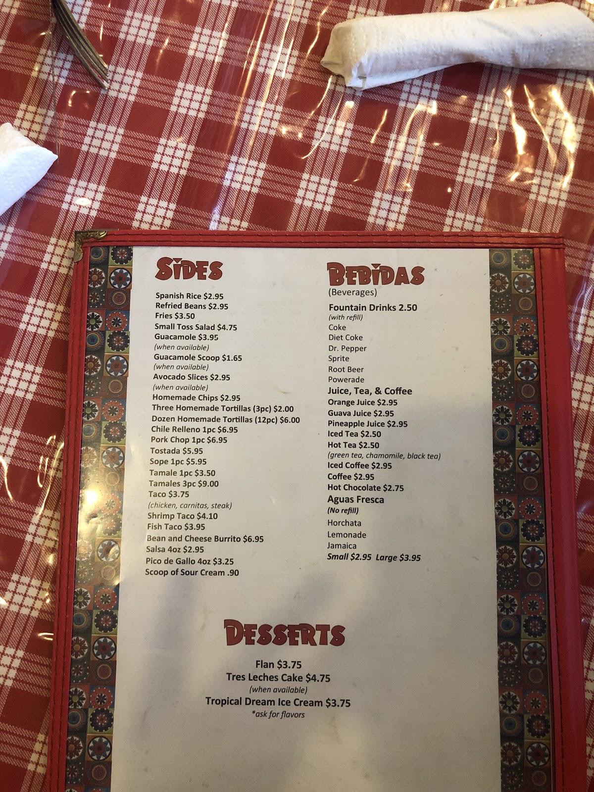 Menu at Manny's Kitchen restaurant, Captain Cook