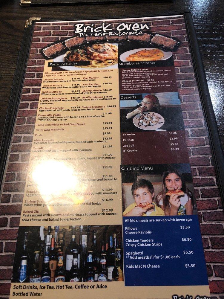 Menu at Brick Oven Pizzeria & Restaurant, Trinity