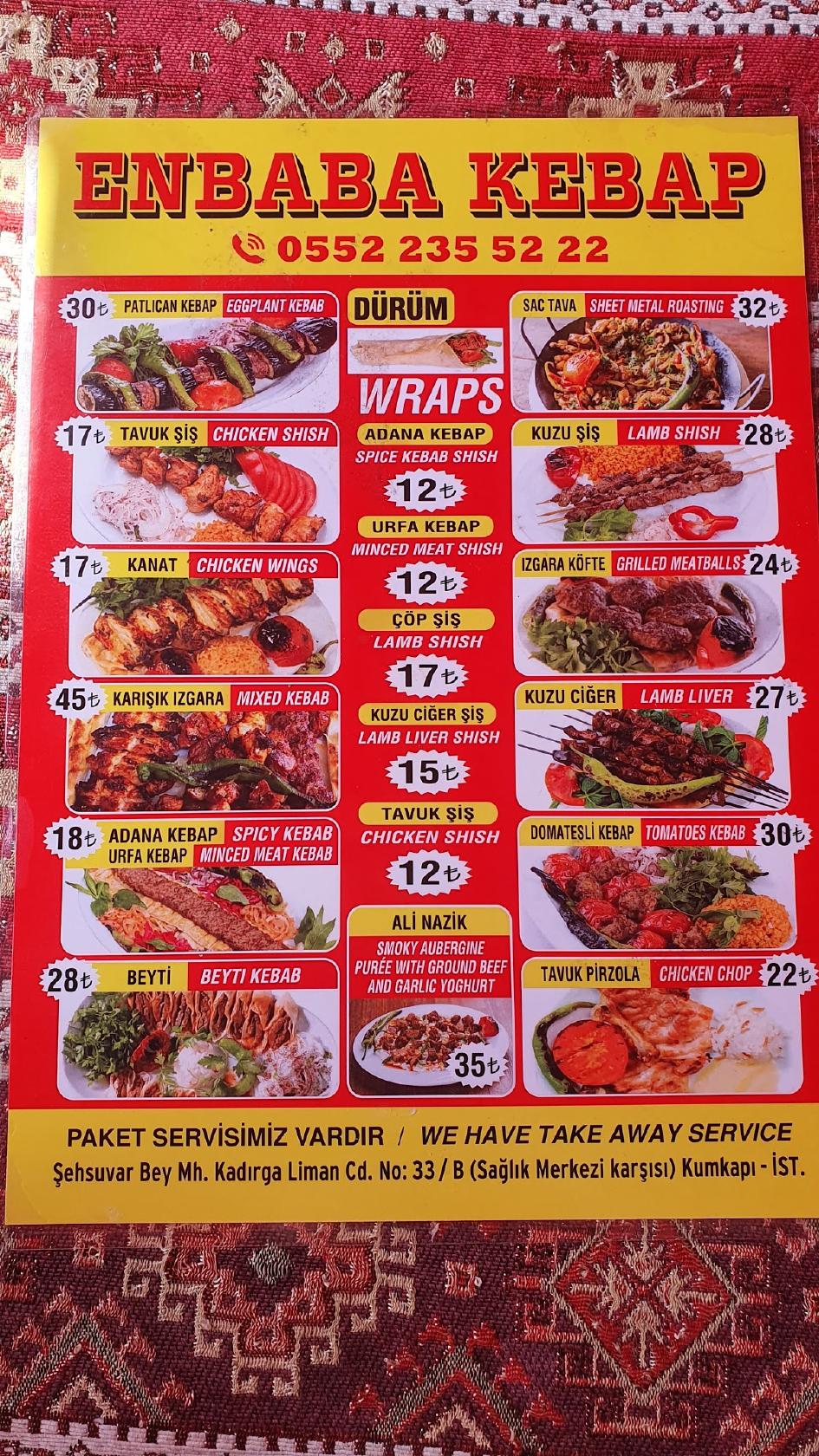 Carta De En Baba Kebab, Estambul