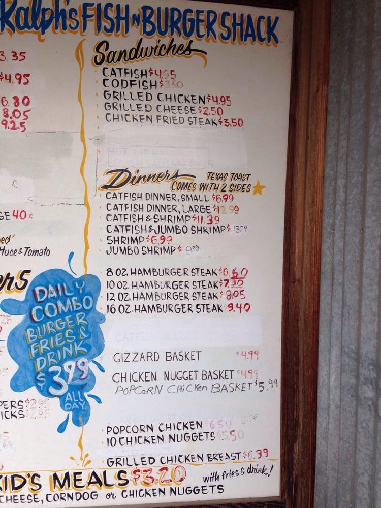 Menu at Ralph's Hot and Juicy Burgers restaurant, Tulsa