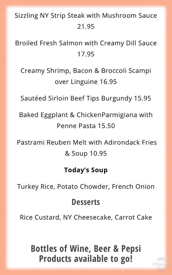 Menu at The Peppermill Family Restaurant, South Glens Falls