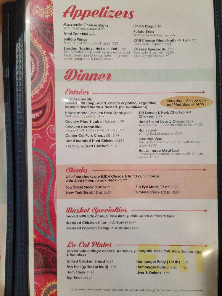 Menu at Foothills Eatery restaurant, Yuma