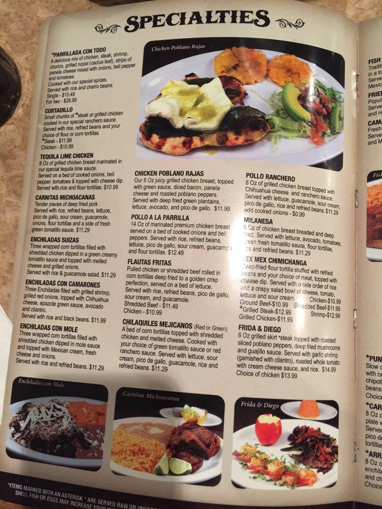 Menu at Frida's Mexican Restaurant, Lawrenceville, 706 Grayson Hwy 206