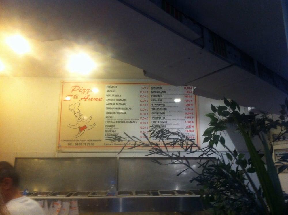Menu at Pizza Sainte Anne pizzeria, Marseille
