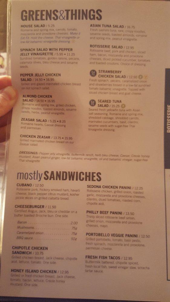 Menu at Zea Rotisserie & Bar, Baton Rouge, Corporate Blvd Suite 920
