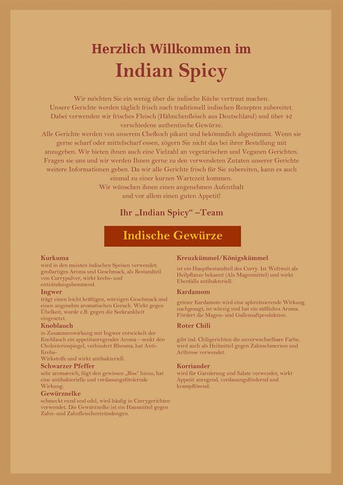 Menu at Indian Spicy Tandoori Restaurant und Bar, Darmstadt