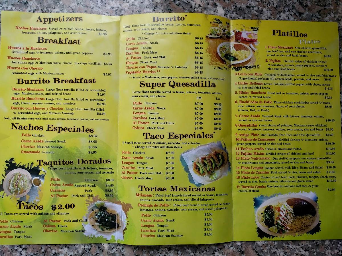 Menu at Taqueria El Amigo restaurant, Waltham