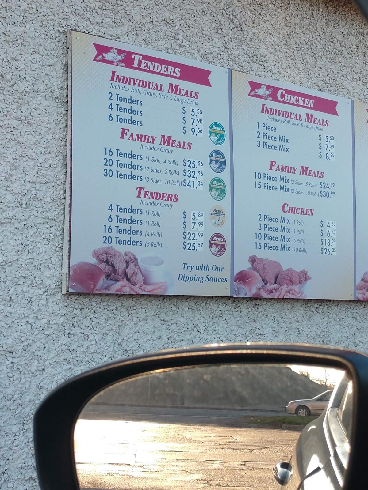 Menu at Bush's Chicken fast food, Bellmead, Bellmead Dr