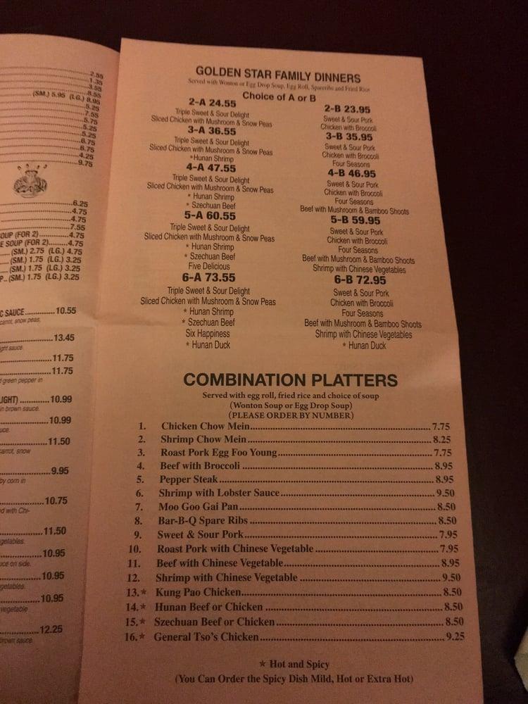 Menu at Golden Star Restaurantno delivery, Bryans Road