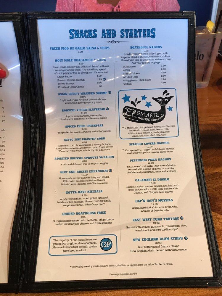 Menu at Joey C's Boathouse Cantina & Grill pub & bar, Stratford
