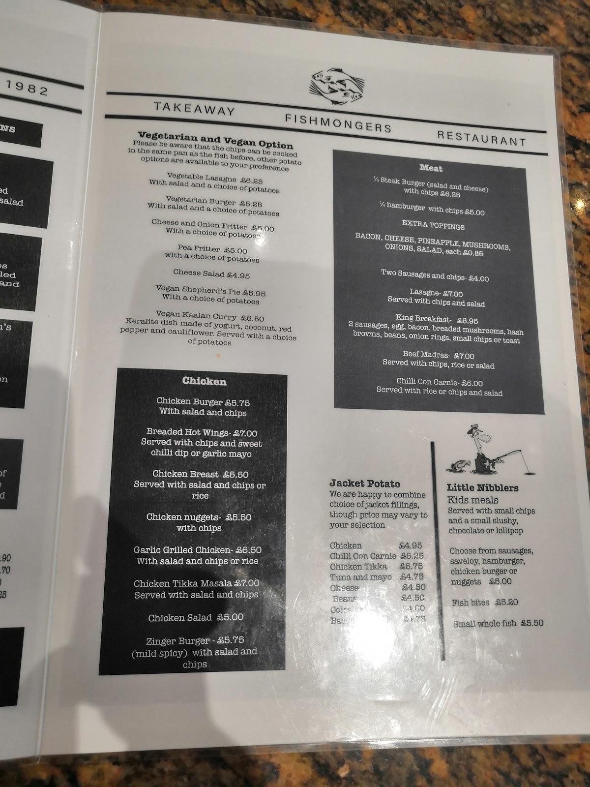 Menu at The London Fryer fast food, Paignton