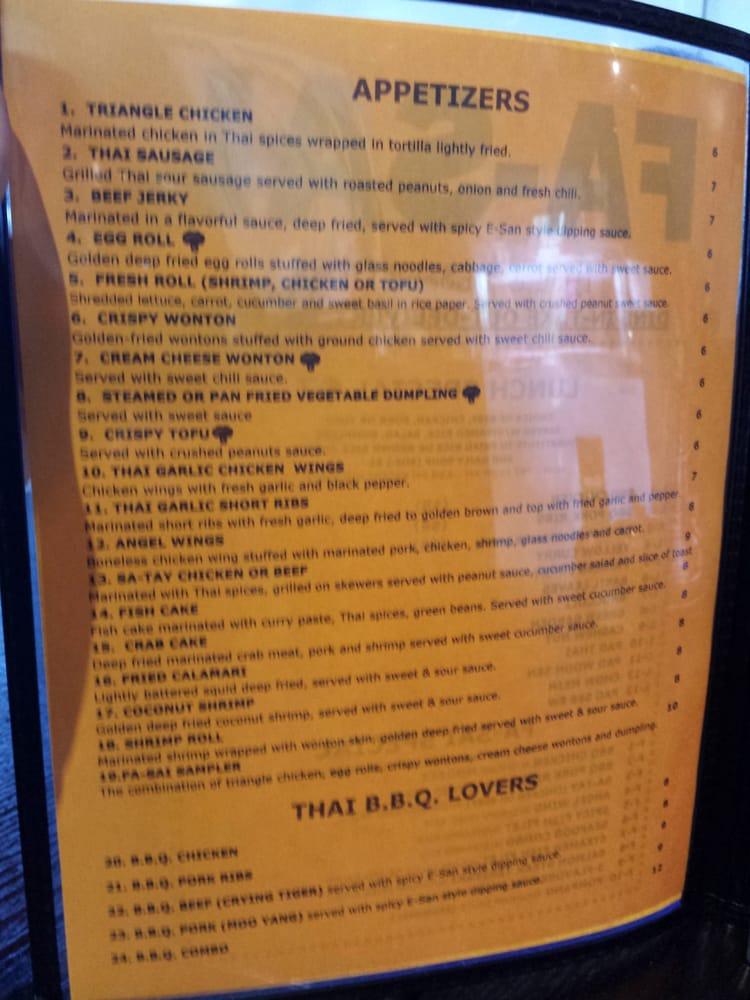 Menu at FaSai Thai desserts, Garden Grove