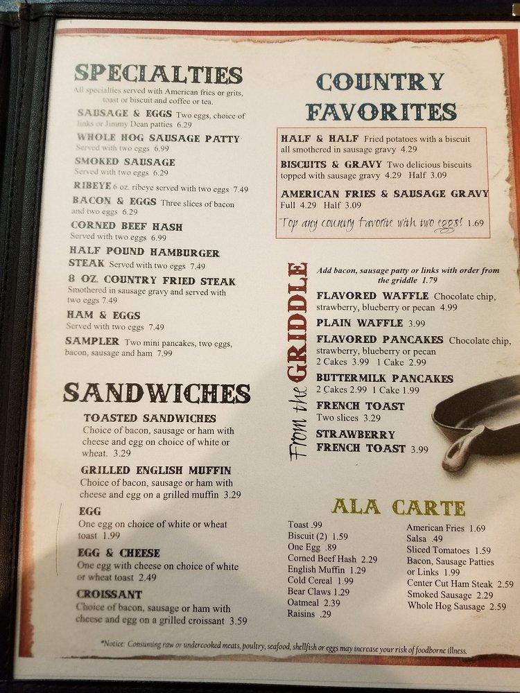 Menu at Rich's Cafe, Fort Wayne, Lower Huntington Rd