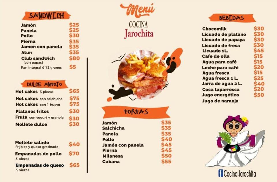 Menu At Cocina La Jarochita Restaurant, Ixtapa