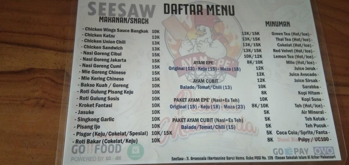 Menu at See Saw Cafe & Resto, Makassar