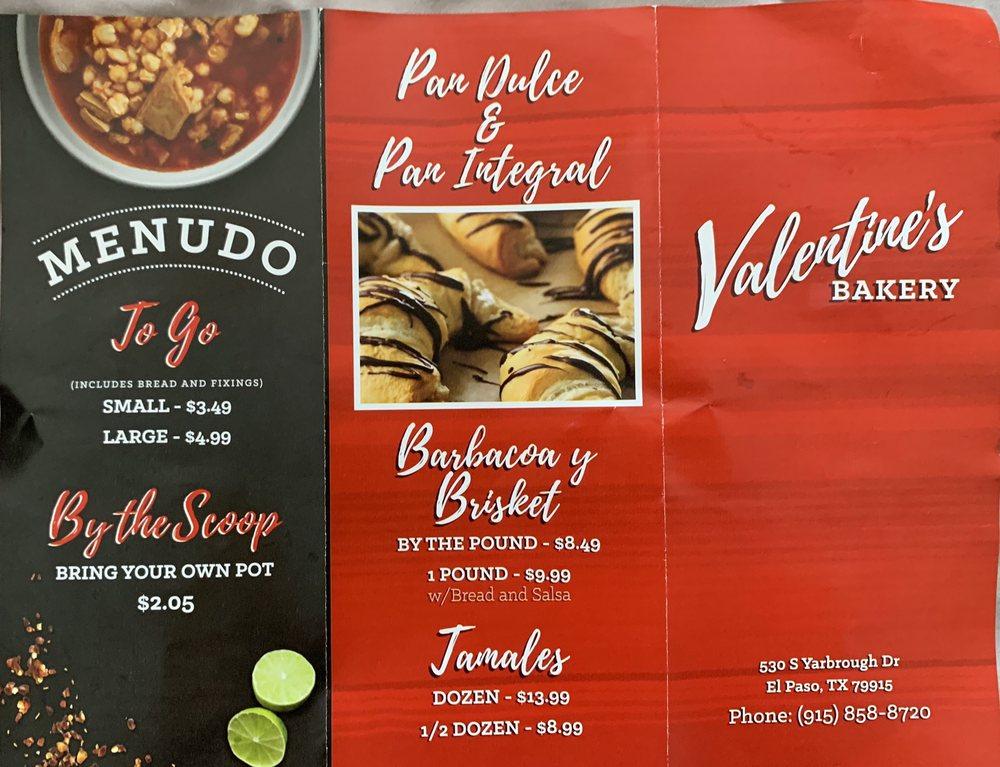 valentine s bakery 530 s yarbrough dr in el paso restaurant menu and reviews