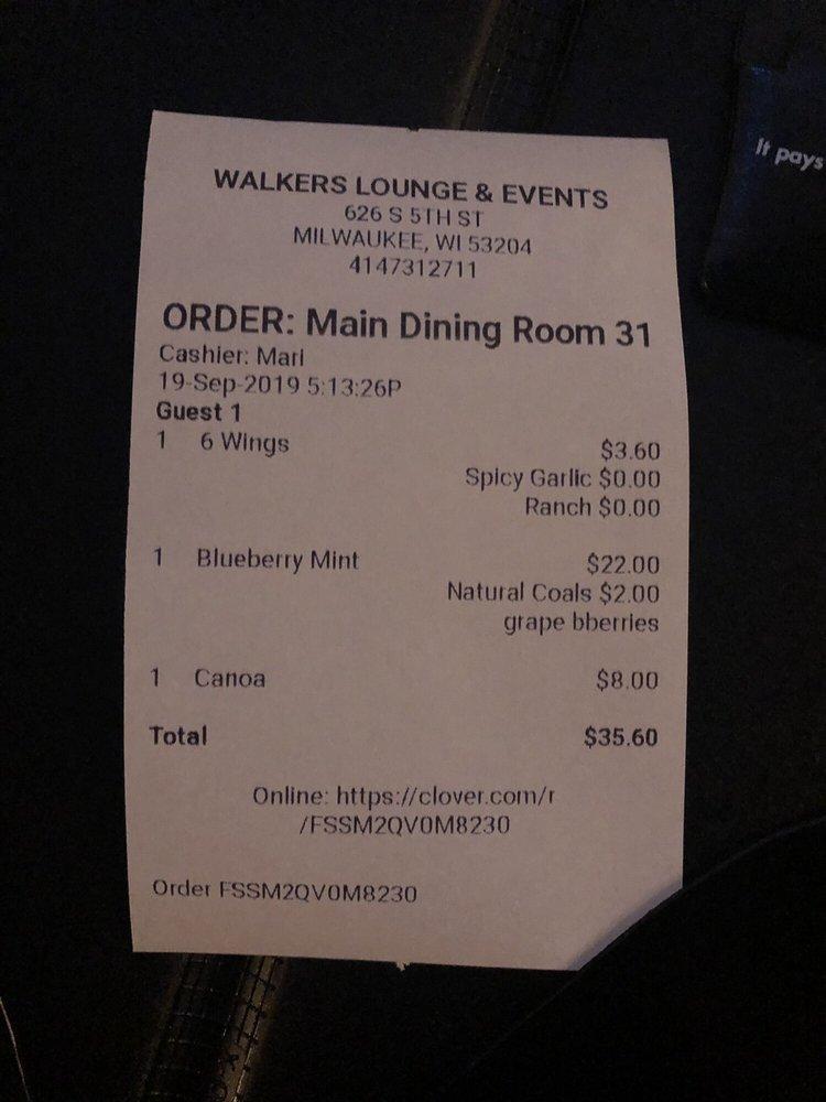 Menu at Walker’s Lounge MKE restaurant, Milwaukee