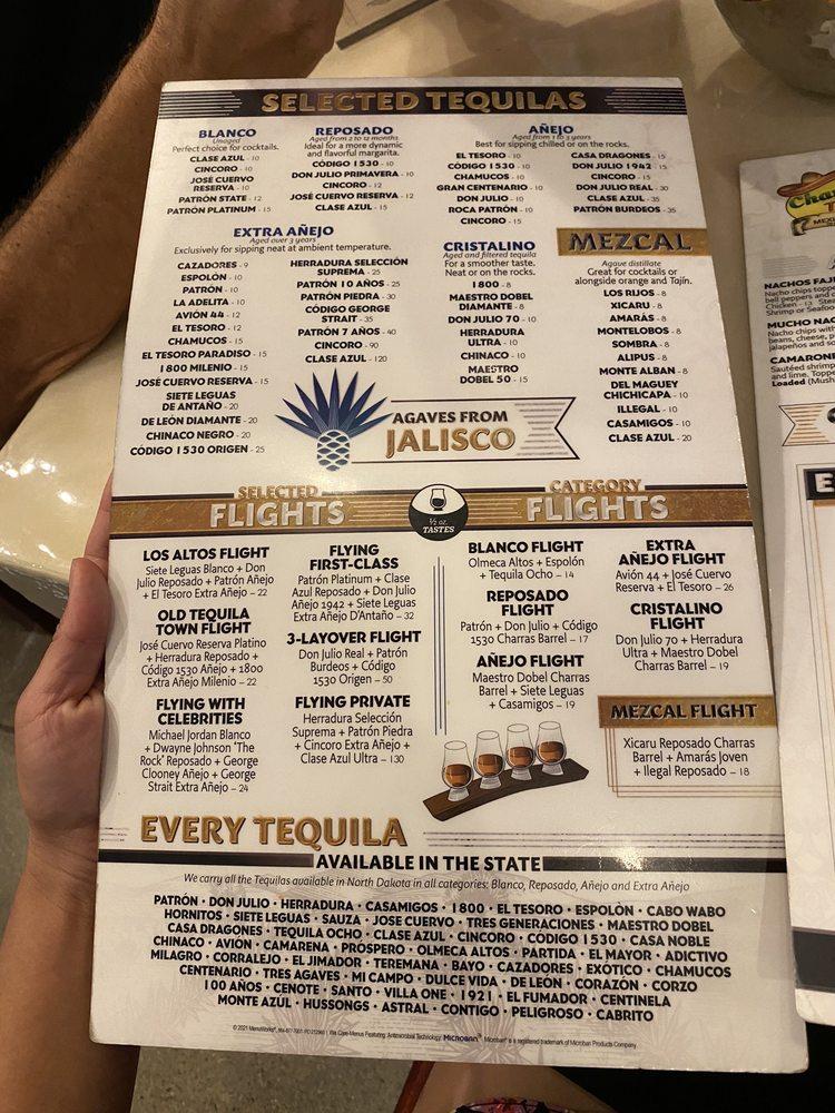 Menu at Charras Grand Forks restaurant, Grand Forks