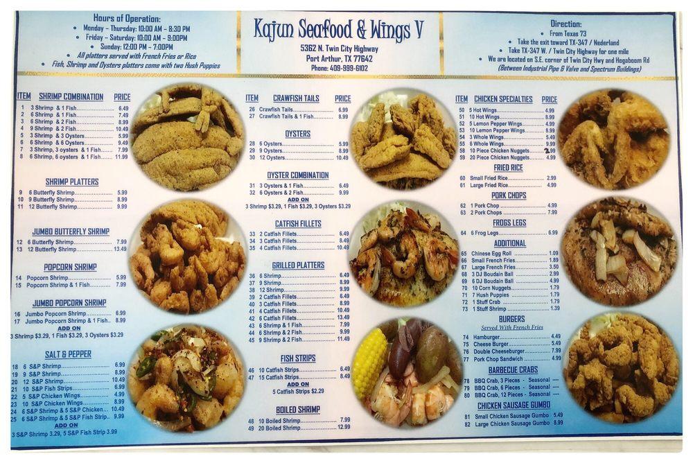 Menu at Kajun Seafood & Wings restaurant, Port Arthur, Twin City Hwy