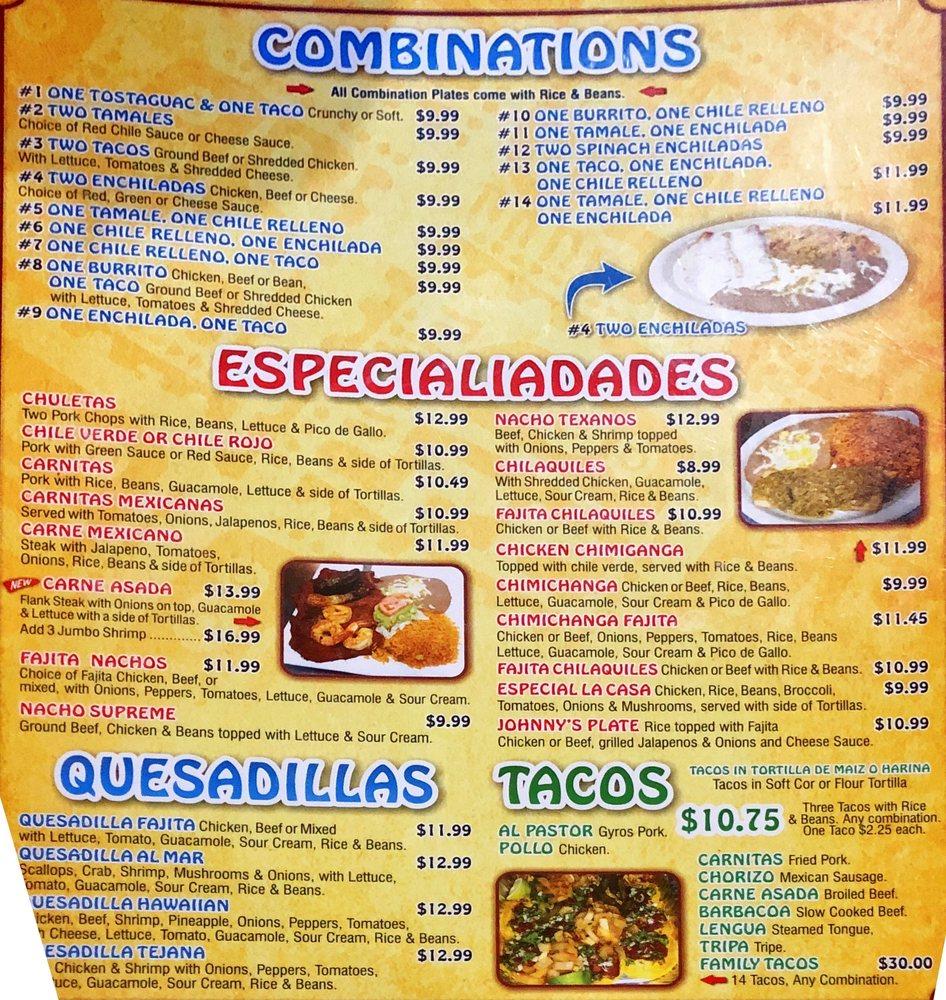 Menu at Potrillos Mexican Restaurant, Ada