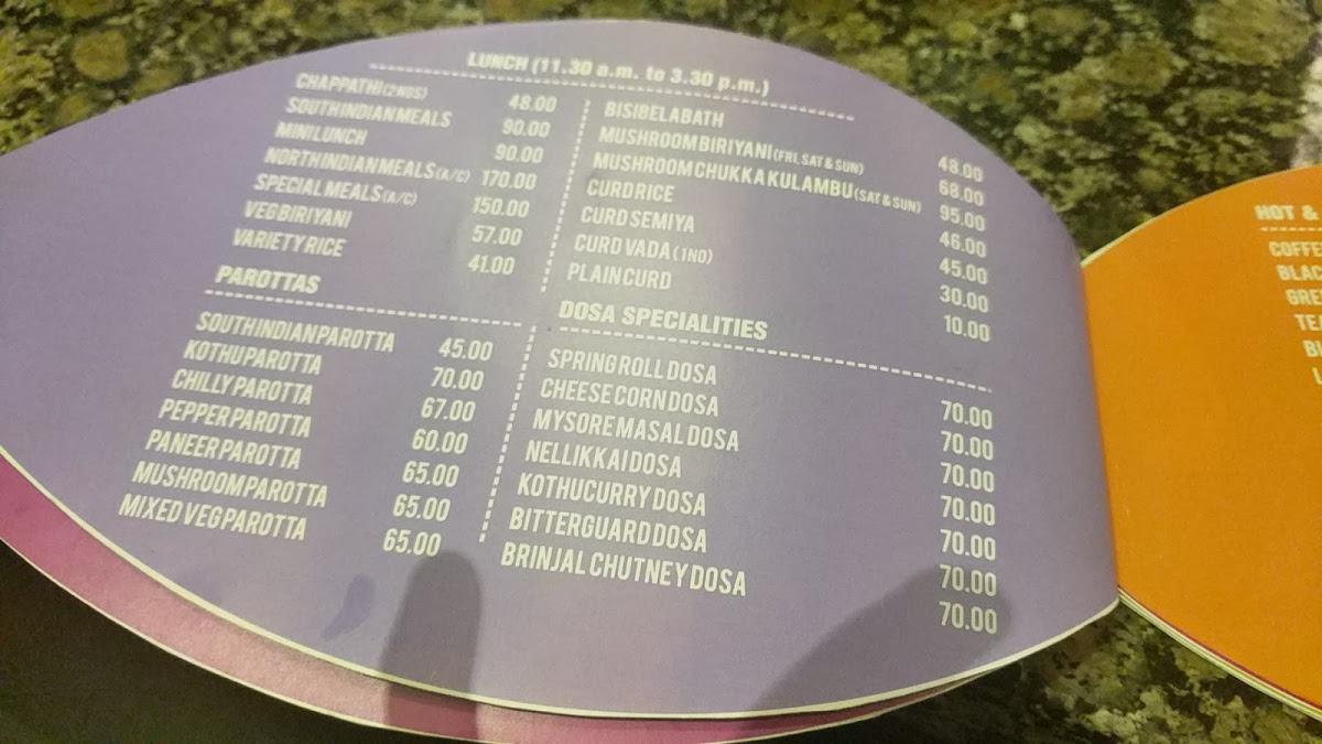 RHR'S AISHWARYAM menu