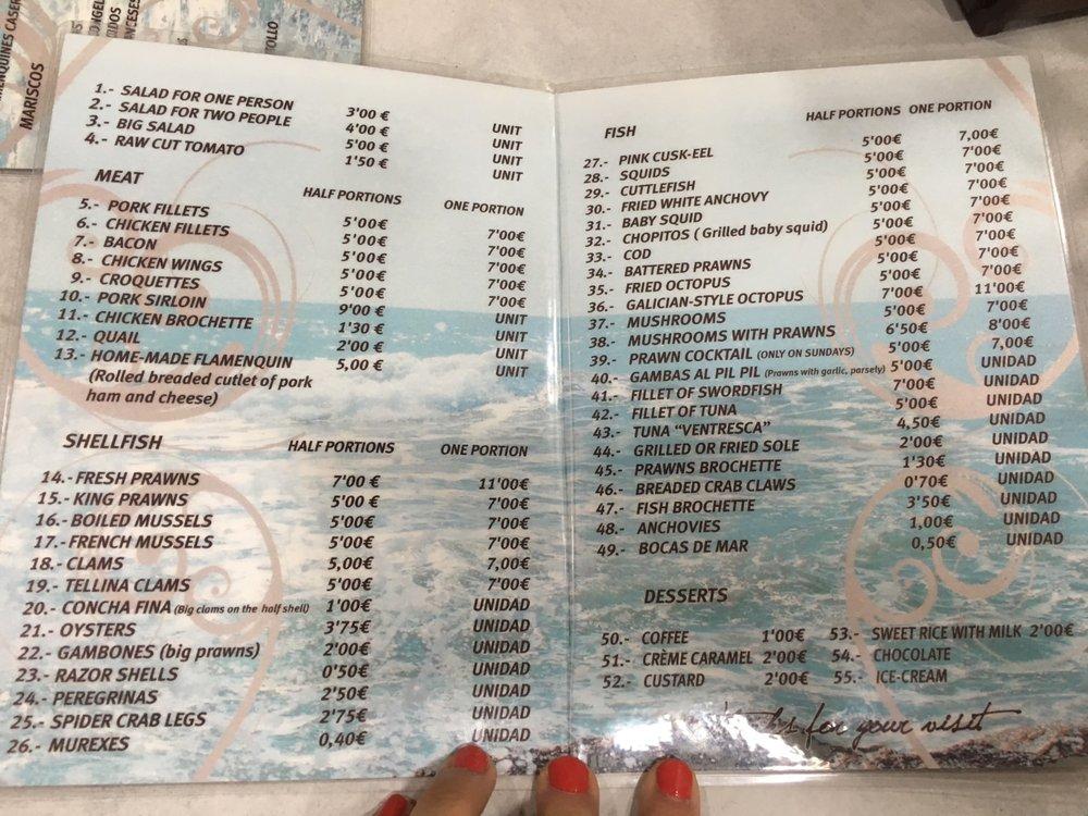 Menu At Bar Marin, Álora