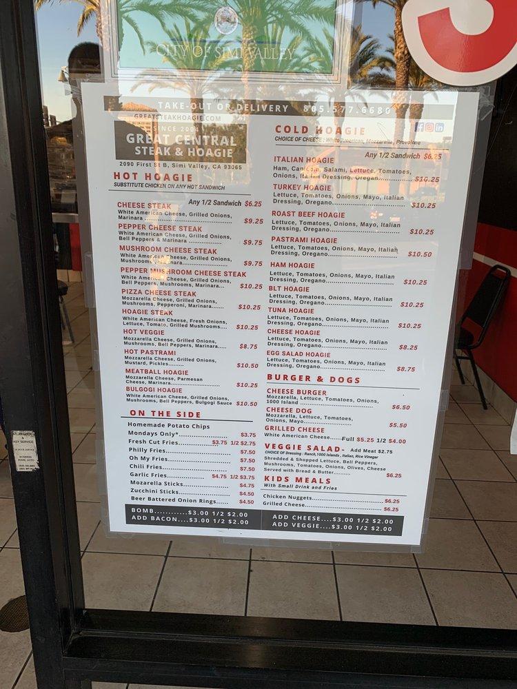 Menu at Great Steak Bomb Hoagie steakhouse, Simi Valley, First St B