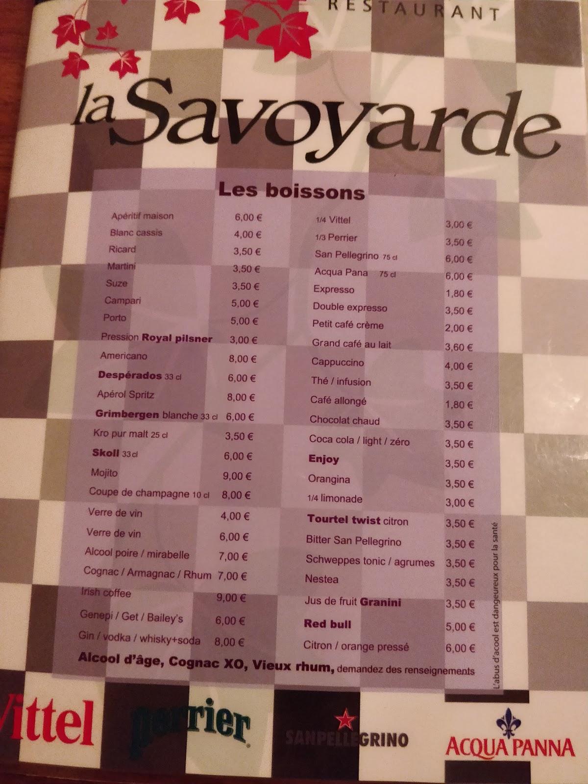 Menu At Restaurant La Savoyarde Talloires